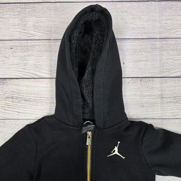 Jordan Black Full Zip Hoodie Sweatshirt Baby Size 12 Months Gold Jumpman Logo - Picture 2 of 5